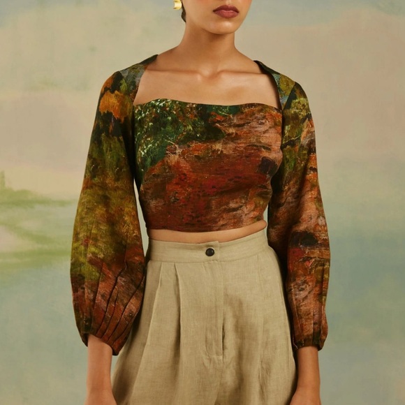 The Bombay Project Tops - The Bombay Project Roman Crop Top - Mosaic Print